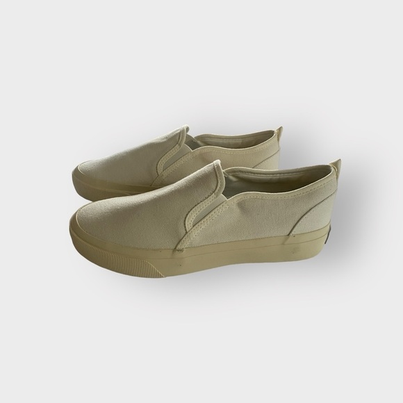 Everlane Off White Organic Cotton Canvas Slip On Sneakers Sz 7W - Picture 2 of 9